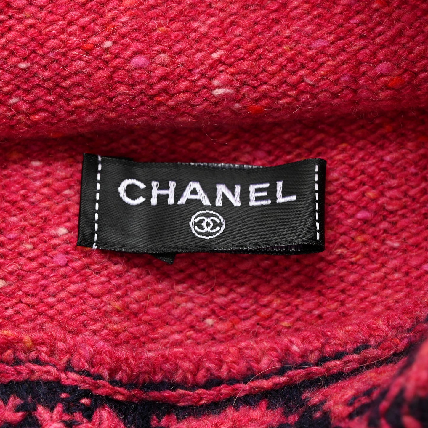 Cashmere Quilted CC Beanie Hat Pink Navy Blue