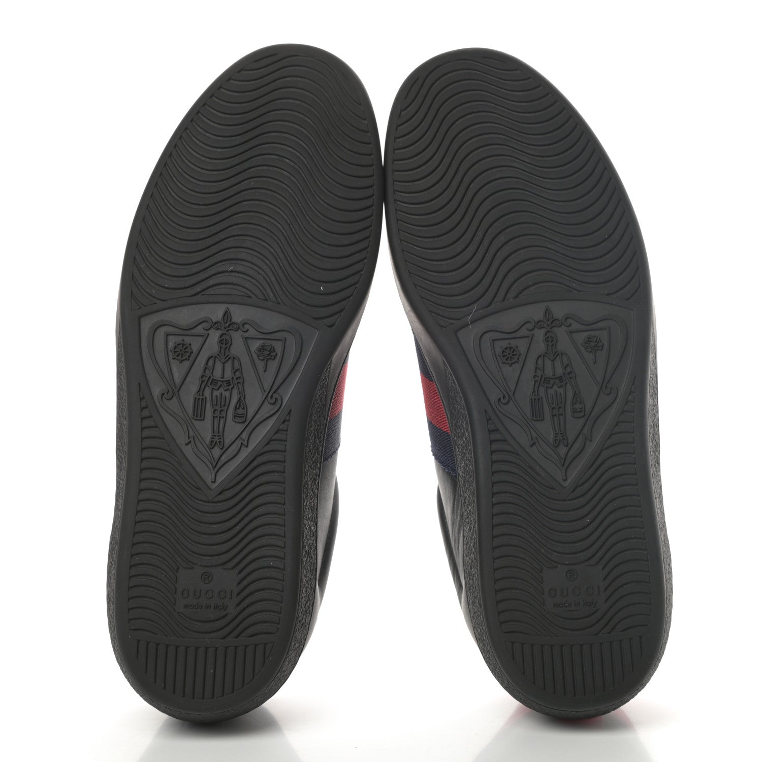 Gucci Miro Soft Calfskin Laminated Ayers Web Bee Embroidered Mens Ace Sneakers 6.5 Black Red Flame Night 6 of 11