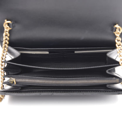 Gucci Calfskin Matelasse GG Marmont Chain Wallet Black 5 of 13