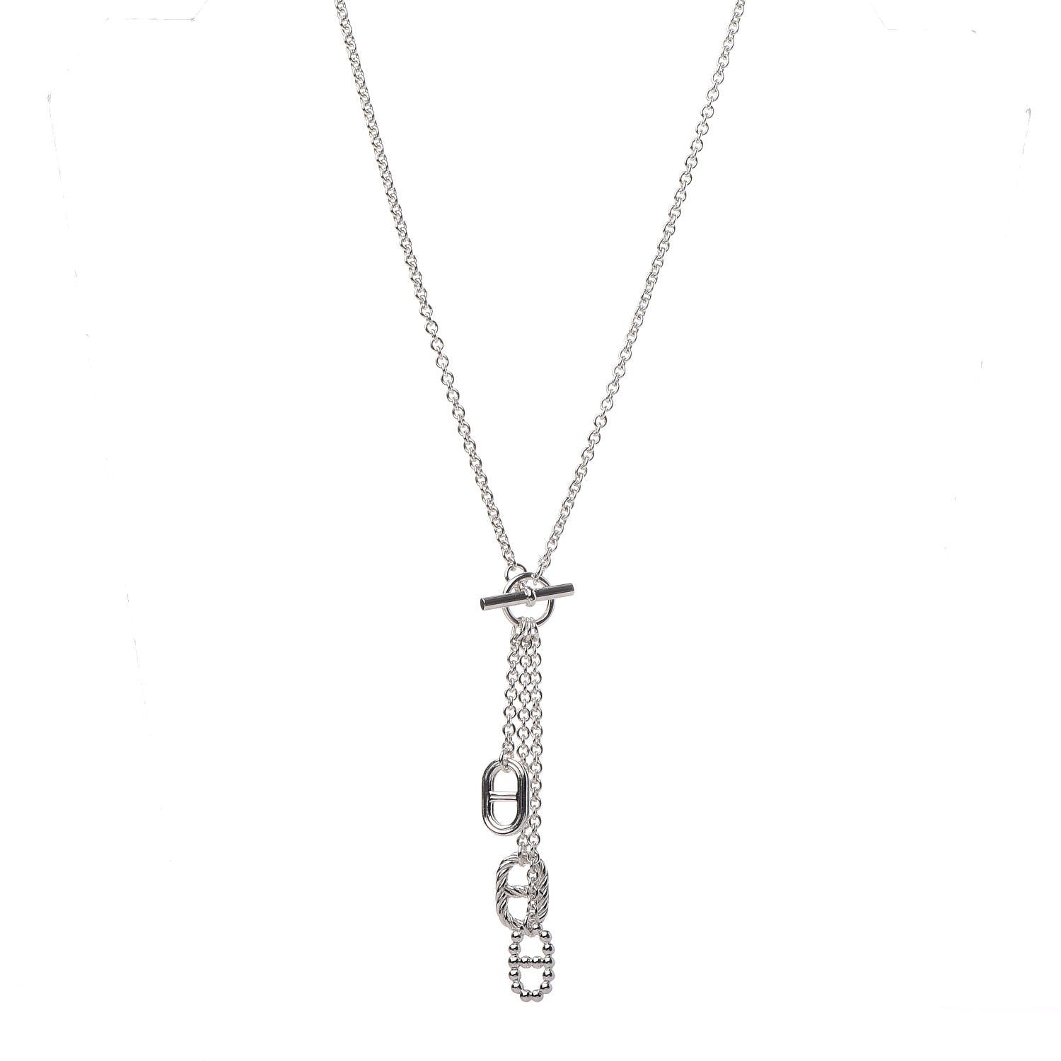Hermes Sterling Silver Chain D'Ancre Parade Lariat Necklace 1 of 5