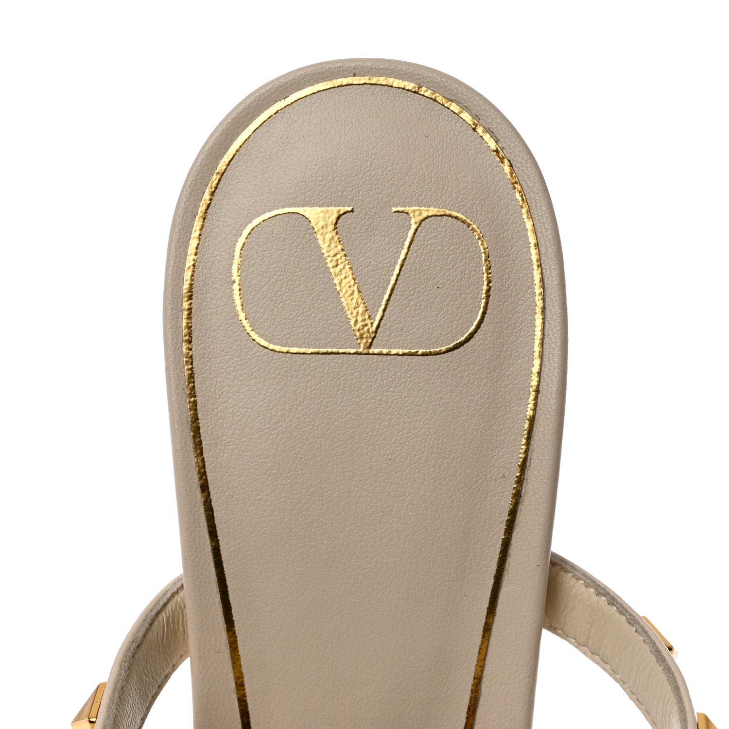 Valentino Garavani Calfskin Rockstud 50mm Slide Sandals 38 Ivory 6 of 8