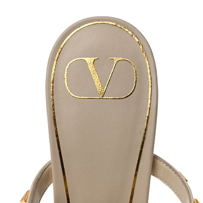 Valentino Garavani Calfskin Rockstud 50mm Slide Sandals 38 Ivory 6 of 8