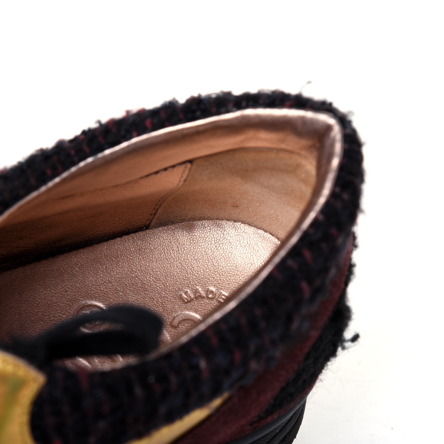 Tweed Suede Calfskin Runway Sneakers 37 Black Multicolor