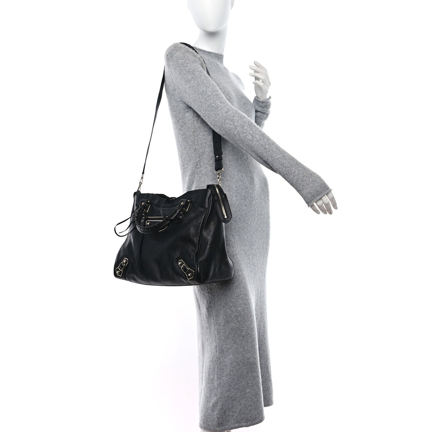 Chevre Silver Metallic Edge Hardware Velo Black