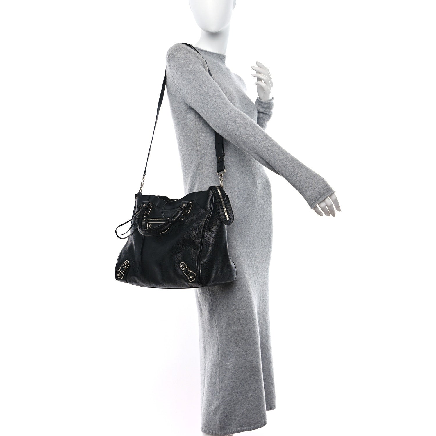 Balenciaga Chevre Silver Metallic Edge Hardware Velo Black 2 of 10