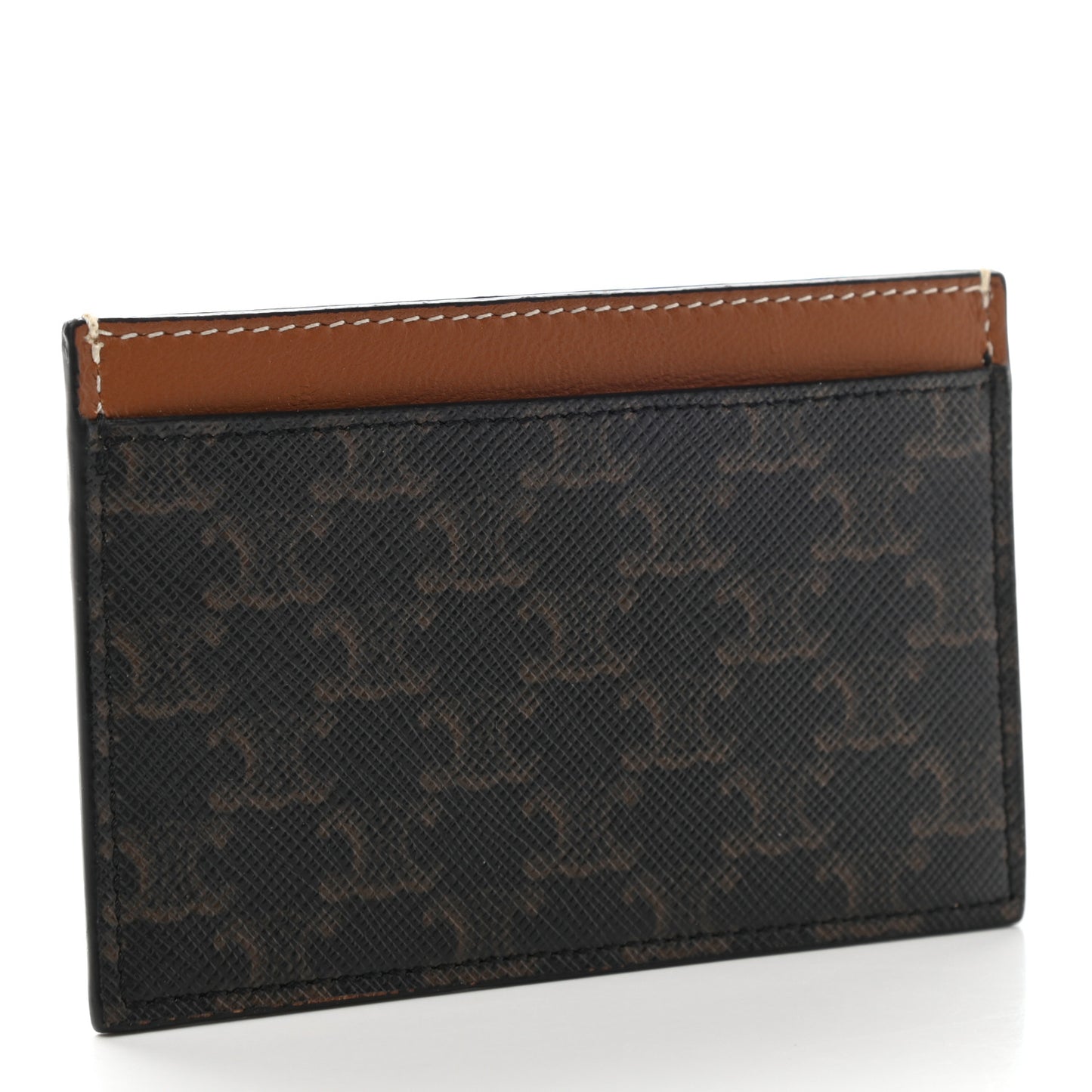 Triomphe Canvas Card Holder Tan