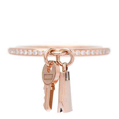 Hermes 18K Rose Gold Diamond Kelly Clochette Ring 54 7 1 of 5