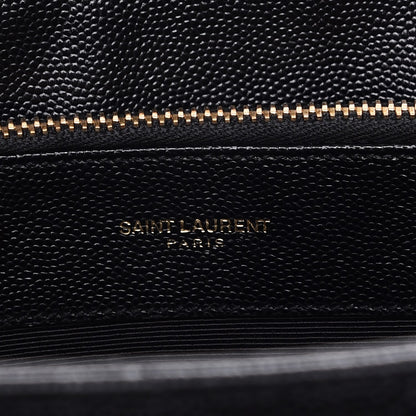 Saint Laurent Grain De Poudre Matelasse Chevron Monogram Shopping Bag Black 6 of 8