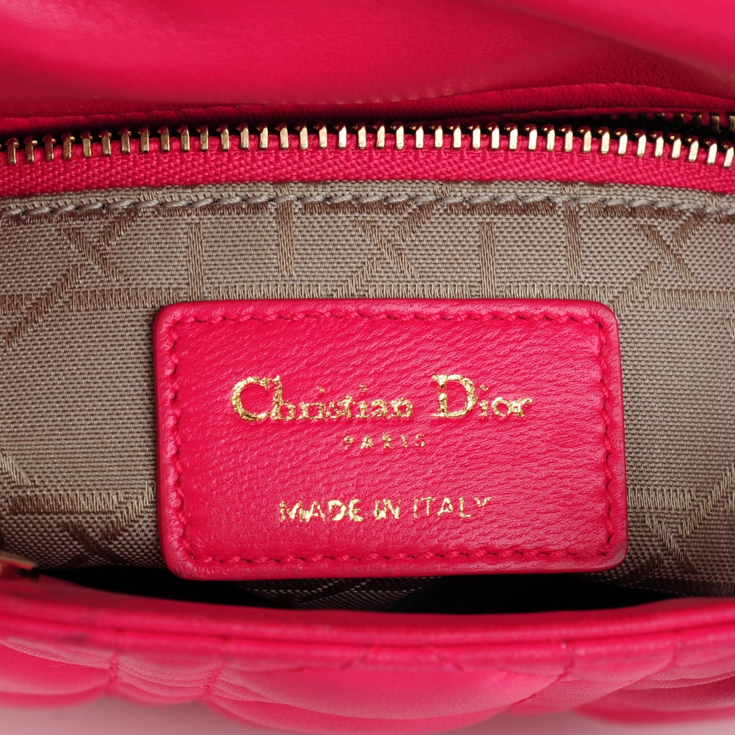 Lambskin Cannage Mini Lady Dior Fuchsia