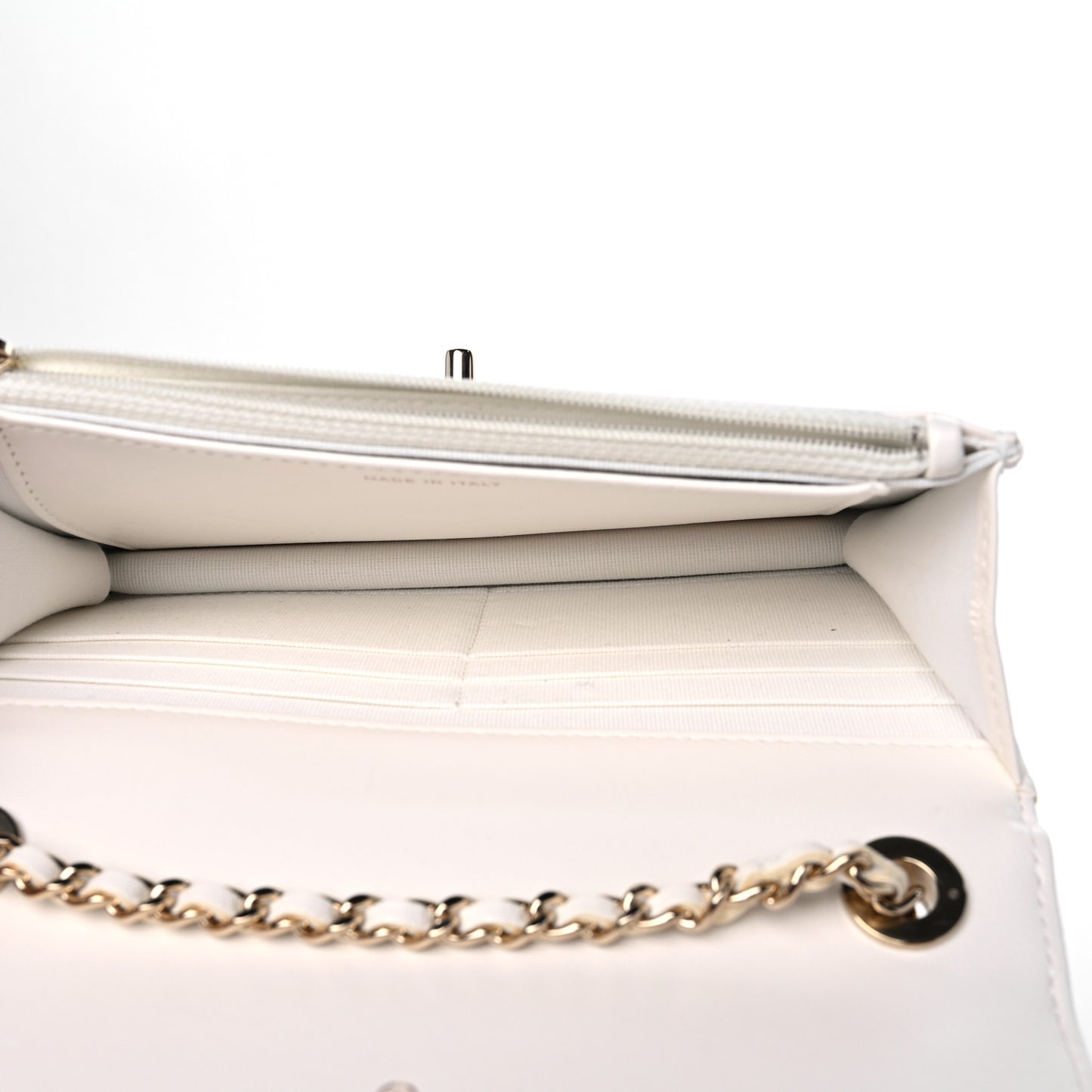 Lambskin Quilted Trendy CC Wallet On Chain WOC White