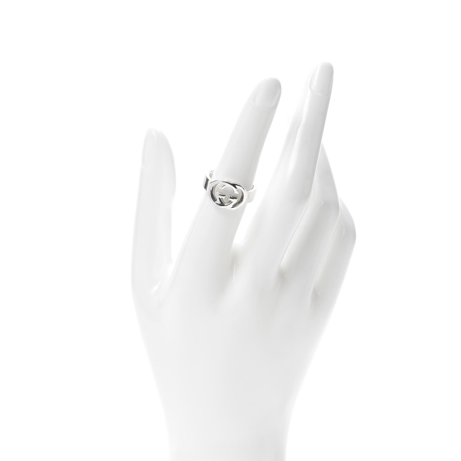 Gucci Sterling Silver Interlocking G Ring 54 6.75 2 of 7