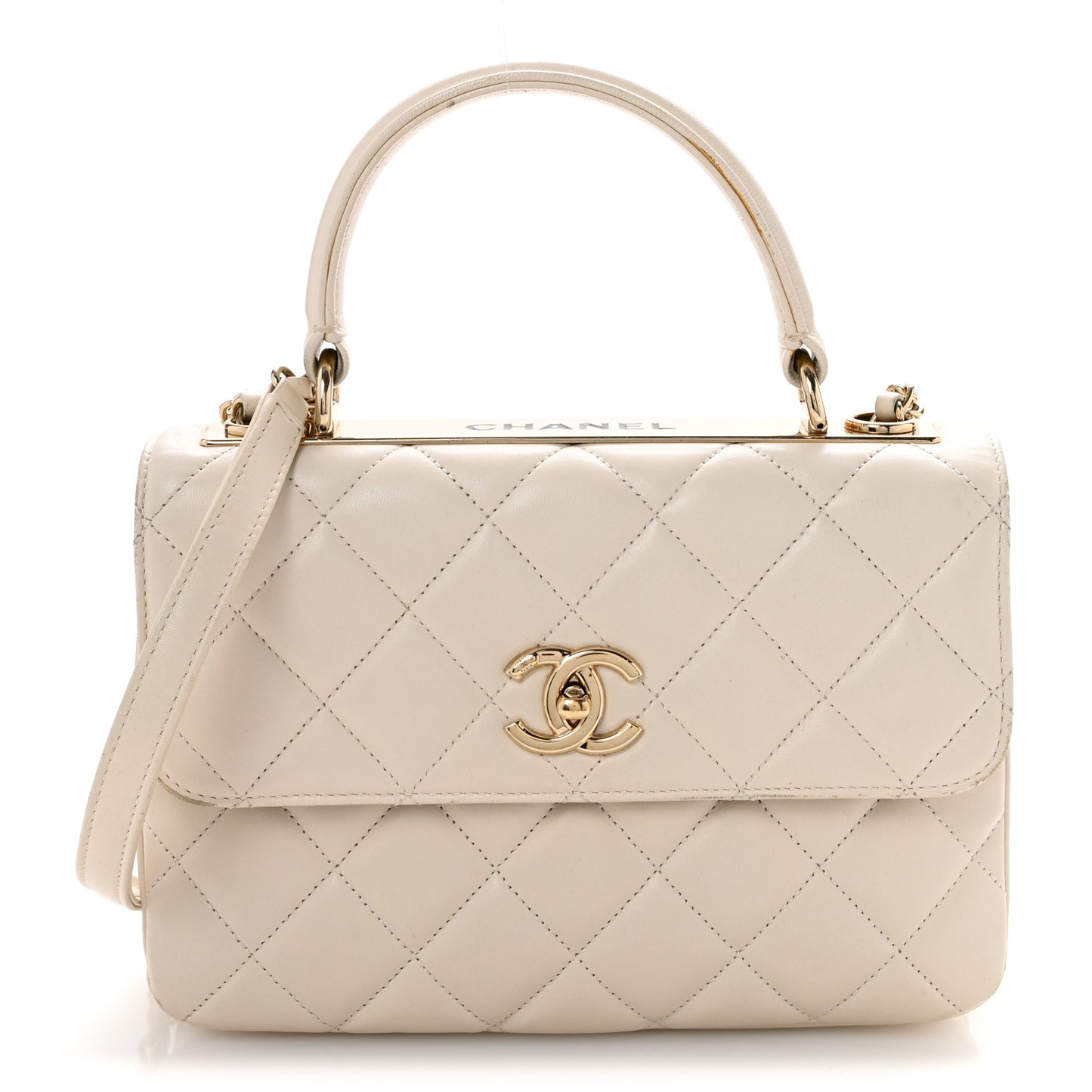 Lambskin Quilted Small Trendy CC Dual Handle Flap Bag White