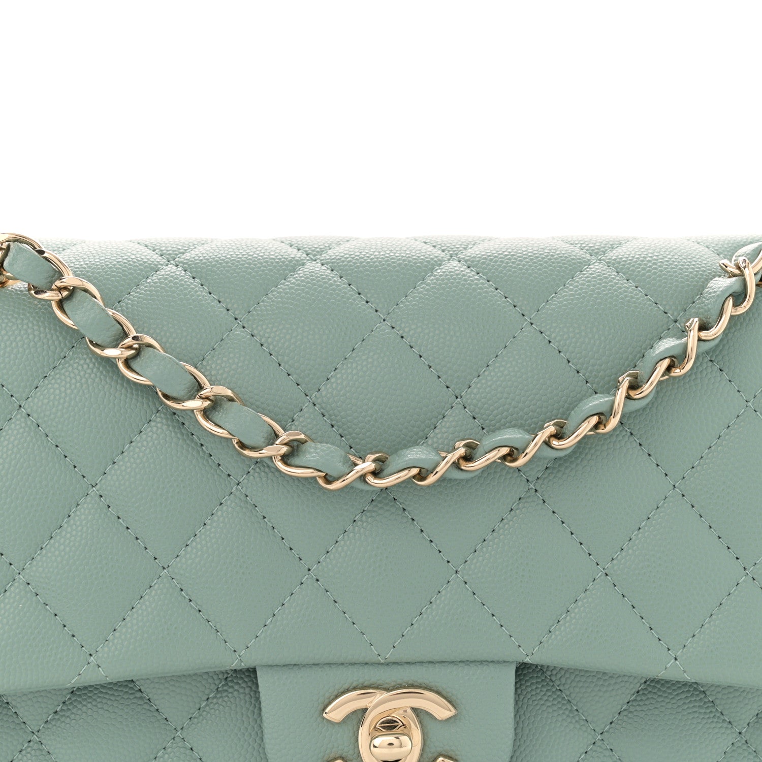 Chanel Caviar Quilted Medium Double Flap Light Blue 8 of 10
