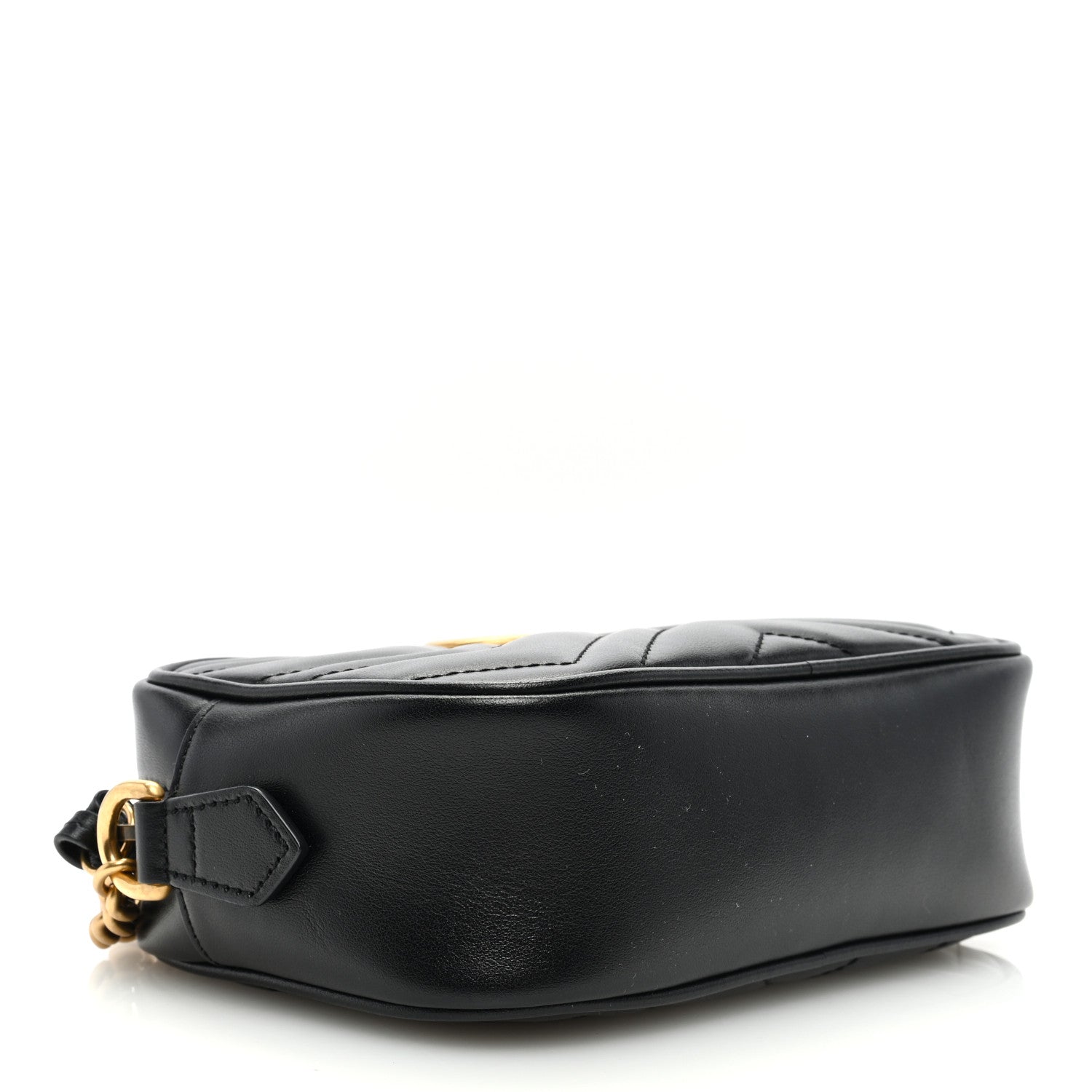 Gucci Calfskin Matelasse Mini GG Marmont Chain Shoulder Bag Black 4 of 11