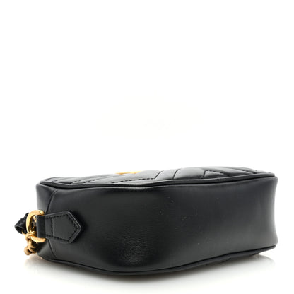 Gucci Calfskin Matelasse Mini GG Marmont Chain Shoulder Bag Black 4 of 11