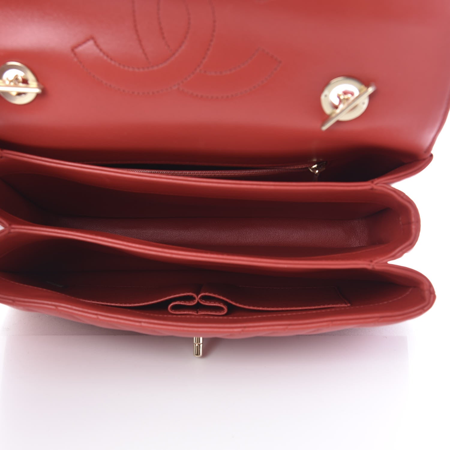 Chanel Lambskin Chevron Quilted Medium Trendy CC Dual Handle Flap Bag Red 5 of 10