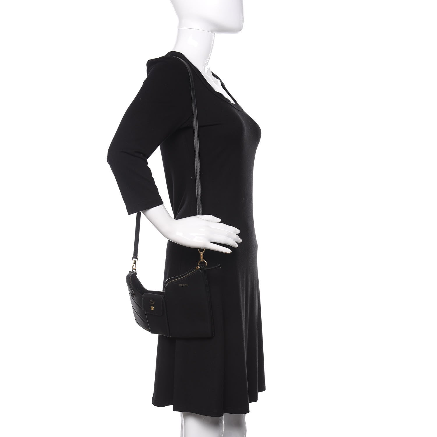 Fendi Vitello Grace 3 Pocket Mini Crossbody Bag Matte Black 2 of 11