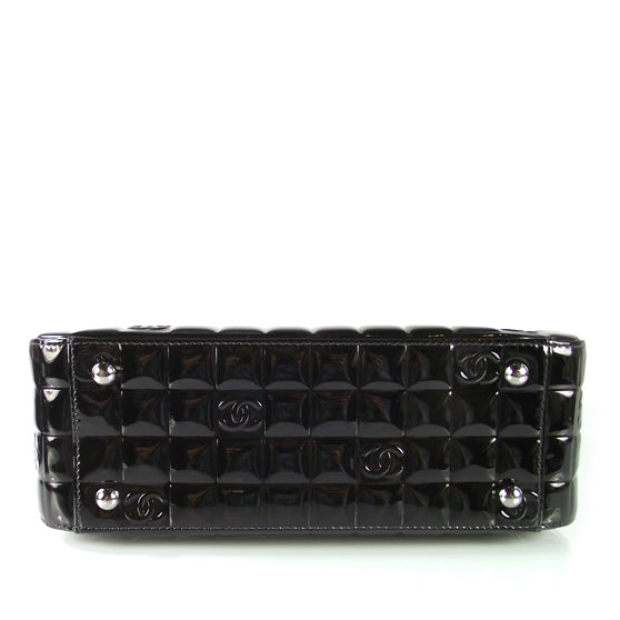 Chanel Patent Chocolate Bar Quilted Tote Black 5 of 9