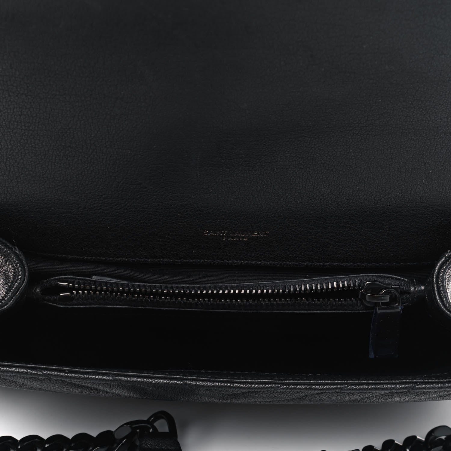 Saint Laurent Sheepskin Matelasse Chevron Monogram Monochrome Medium College Bag Black 4 of 4