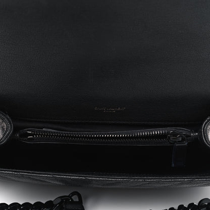 Saint Laurent Sheepskin Matelasse Chevron Monogram Monochrome Medium College Bag Black 4 of 4