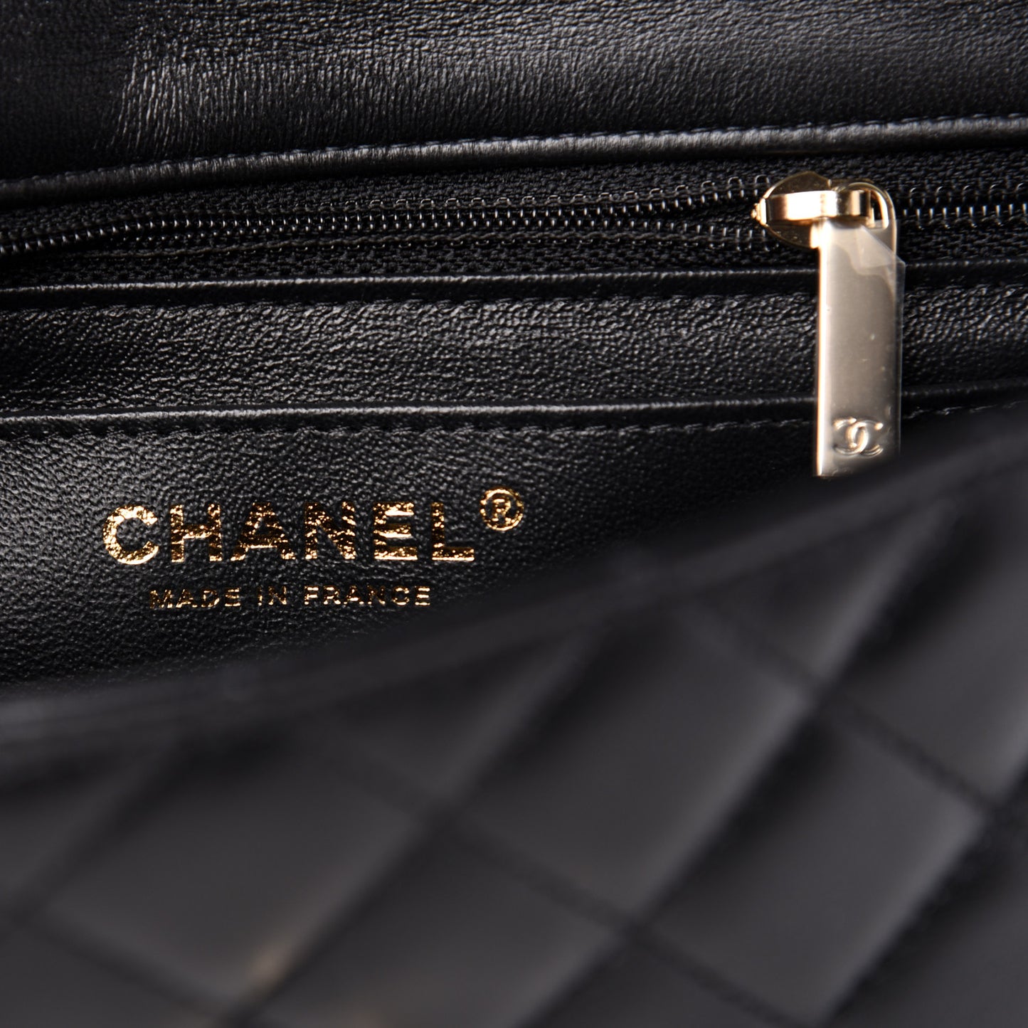Lambskin Quilted Mini Coco Charms Rectangular Flap Black