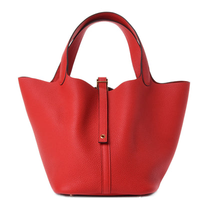 Hermes Taurillon Clemence Picotin Lock 22 MM Rouge Tomate 1 of 4