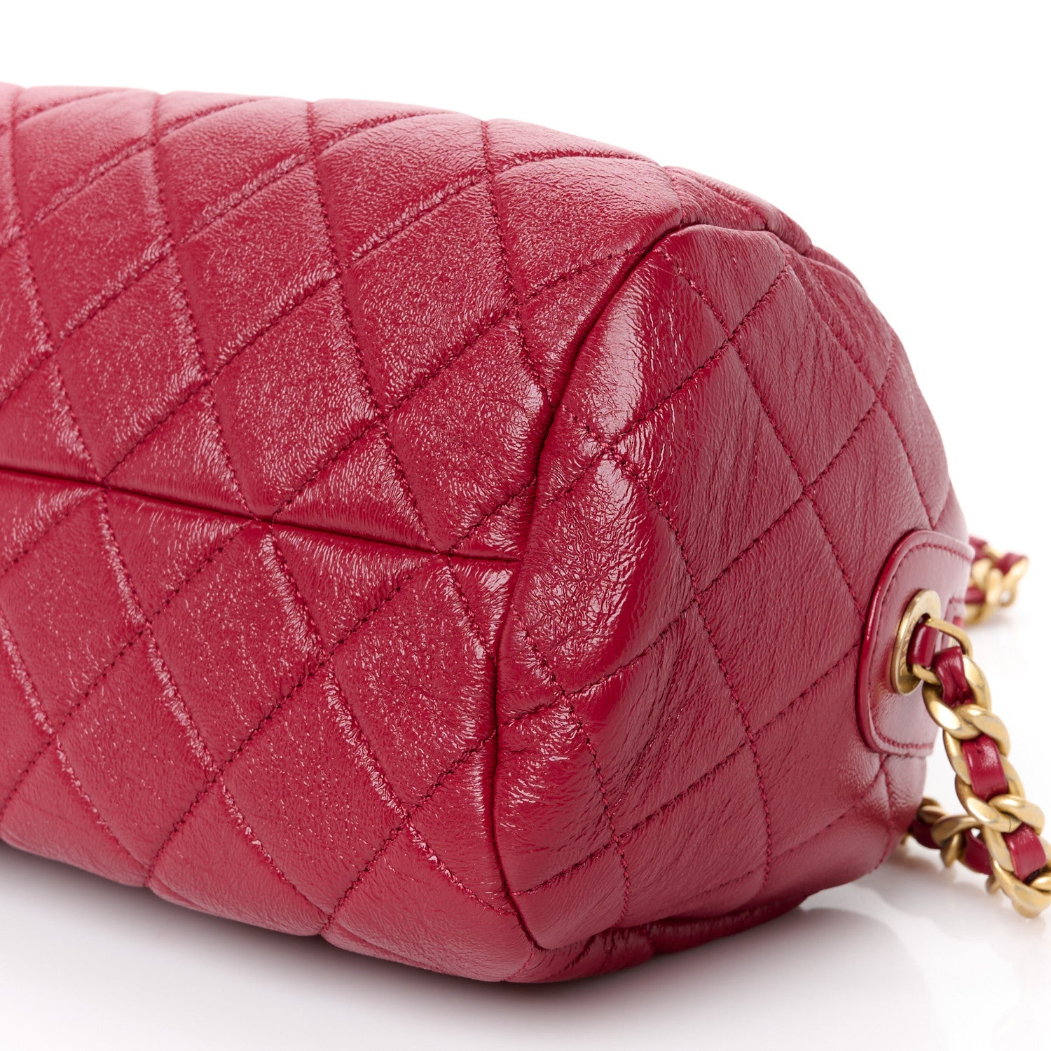 Chanel Shiny Lambskin Quilted Fashion Therapy Bowling Bag Red 10 of 10