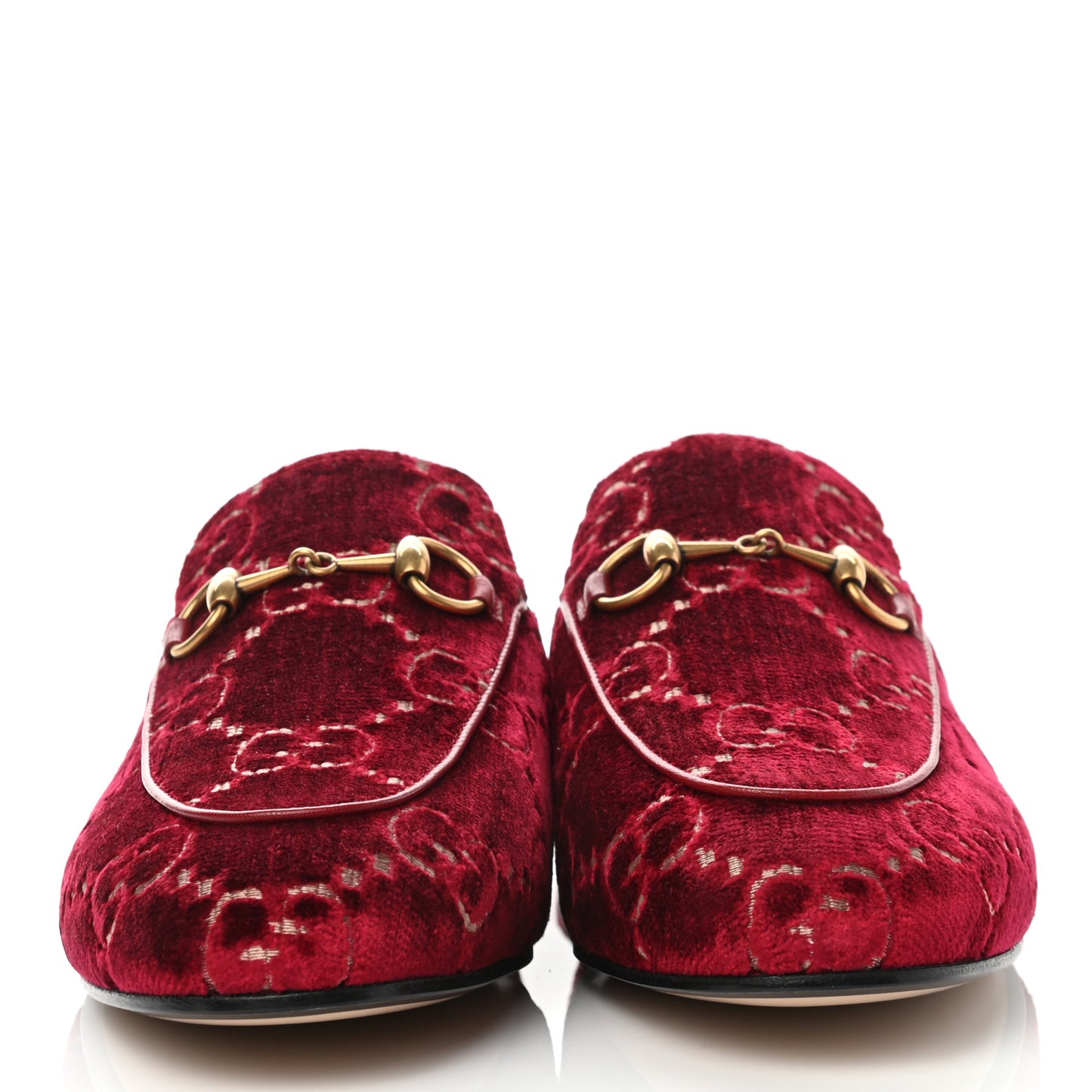 Velvet GG Monogram Womens Princetown Slippers 36.5 Red Cipria