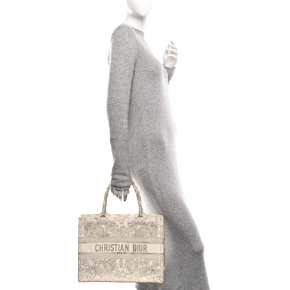 Christian Dior Canvas Embroidered Medium Jardin D'Hiver Book Tote White Gold 2 of 11