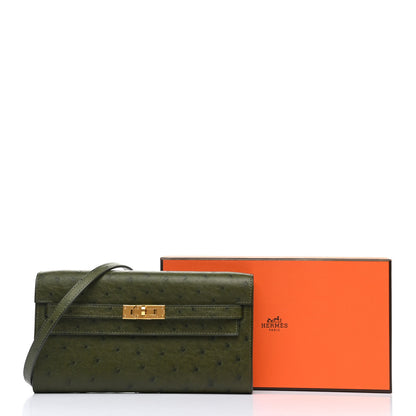 Hermes Ostrich Kelly Wallet To Go Vert Veronese 10 of 10