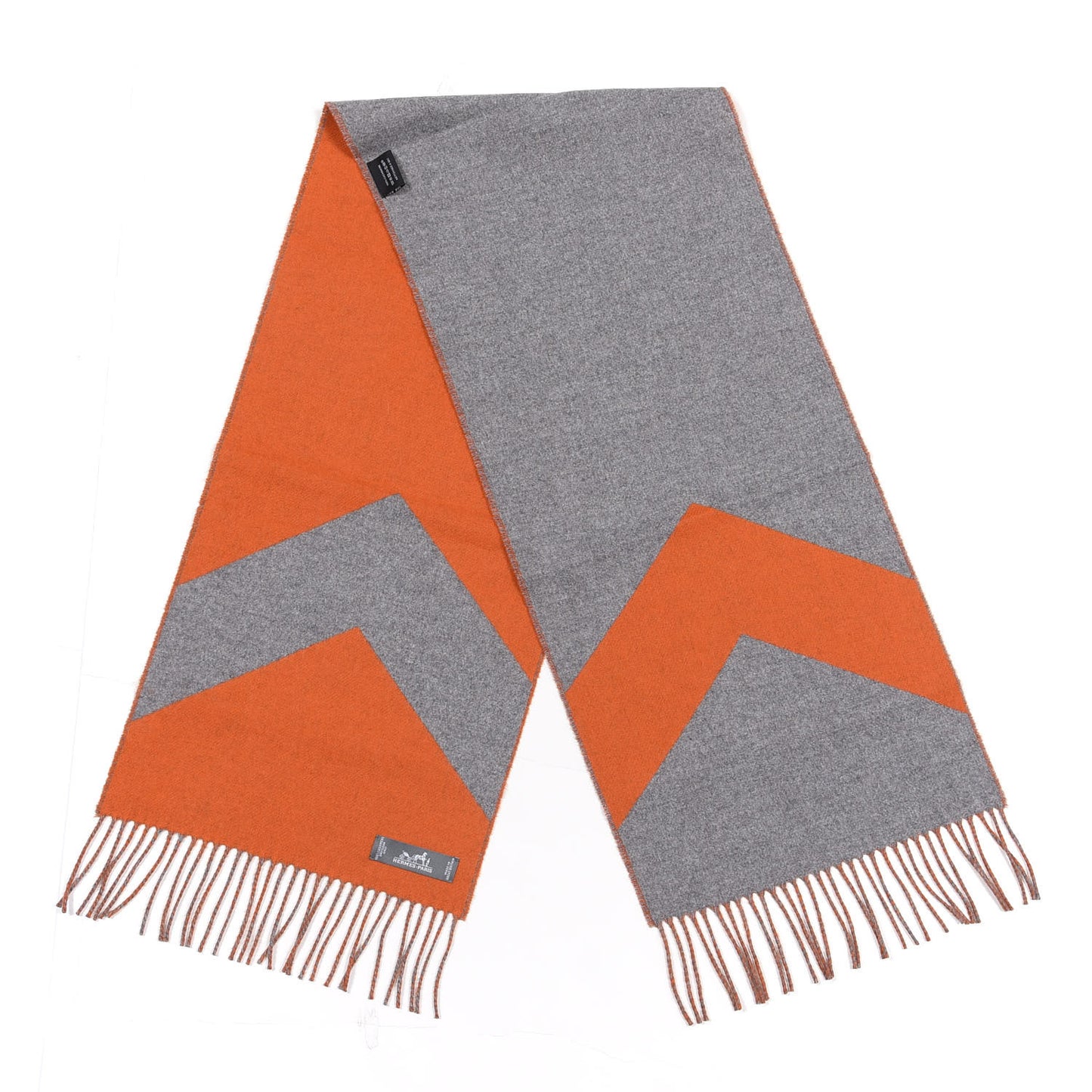Cashmere Casaque Chevron Muffler Geranium Gris Flanelle