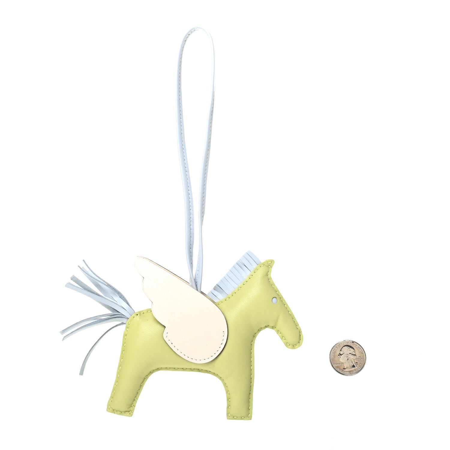 Hermes Milo Lambskin Grigri Rodeo Pegase Horse Bag Charm MM Jaune Bourgeon Bleu Brume Nata 2 of 4