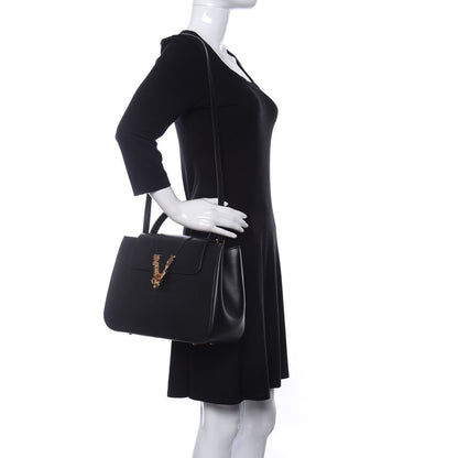 Versace Vitello Barocco Virtus Small Top Handle Shoulder Bag Black 2 of 11