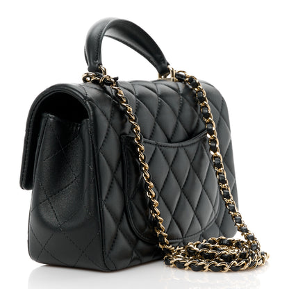 Chanel Lambskin Quilted Mini Top Handle Rectangular Flap Black 3 of 12