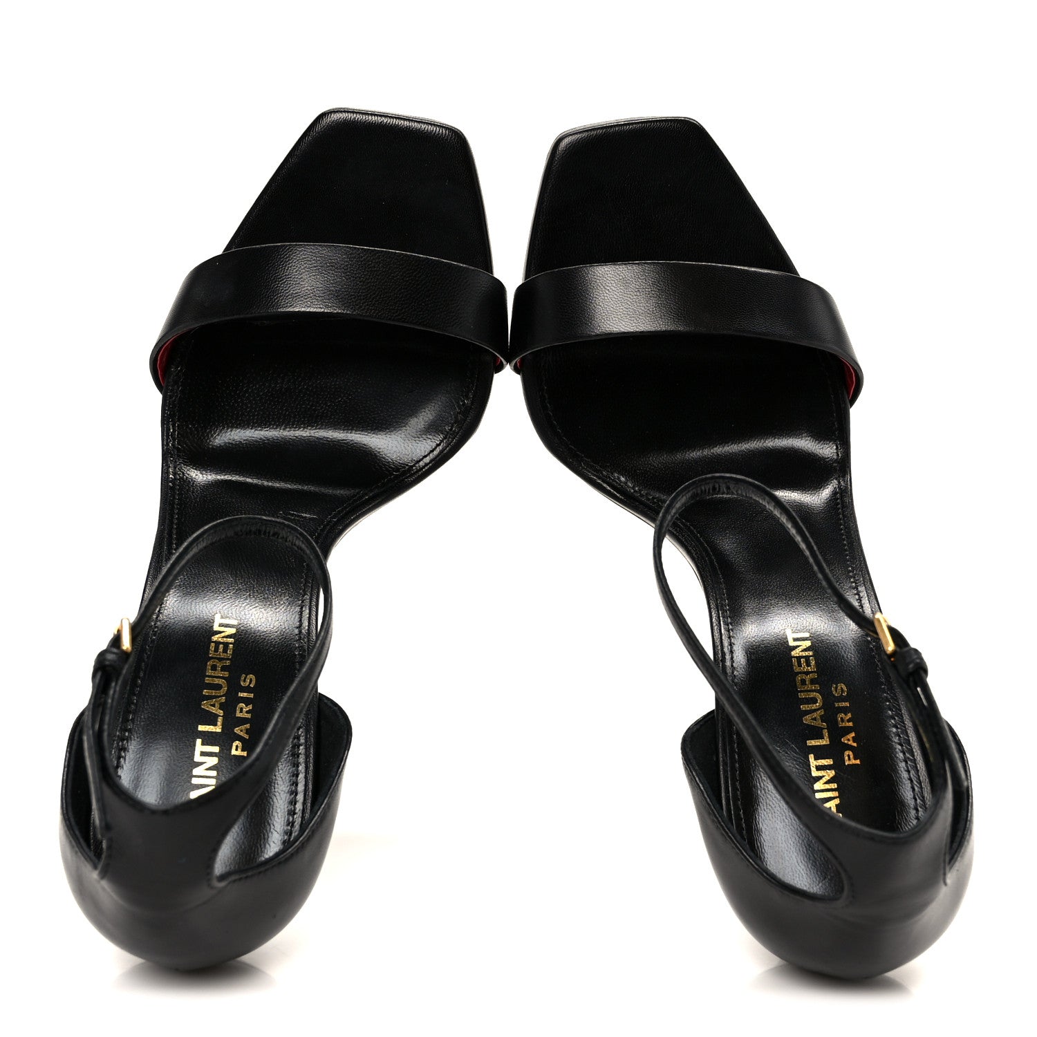 Saint Laurent Calfskin Amber 105 Ankle Strap Sandals 37.5 Black 2 of 10