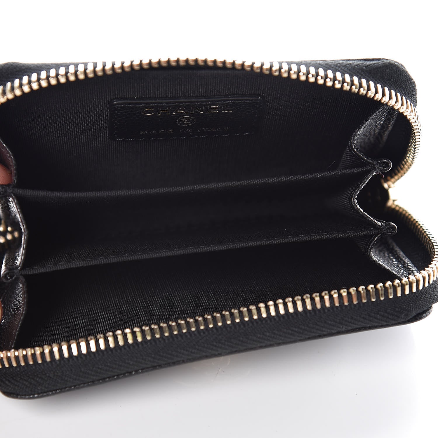 Chanel Caviar Camellia Embossed Zip Coin Purse Black 5 of 7