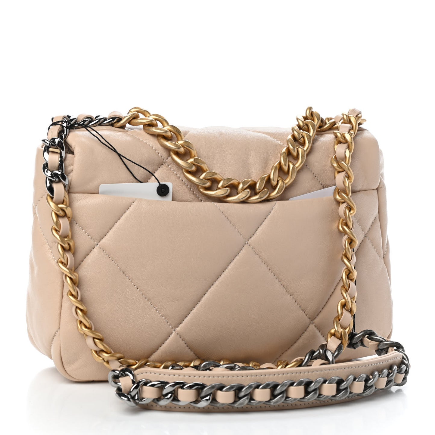 Lambskin Quilted Medium Chanel 19 Flap Beige