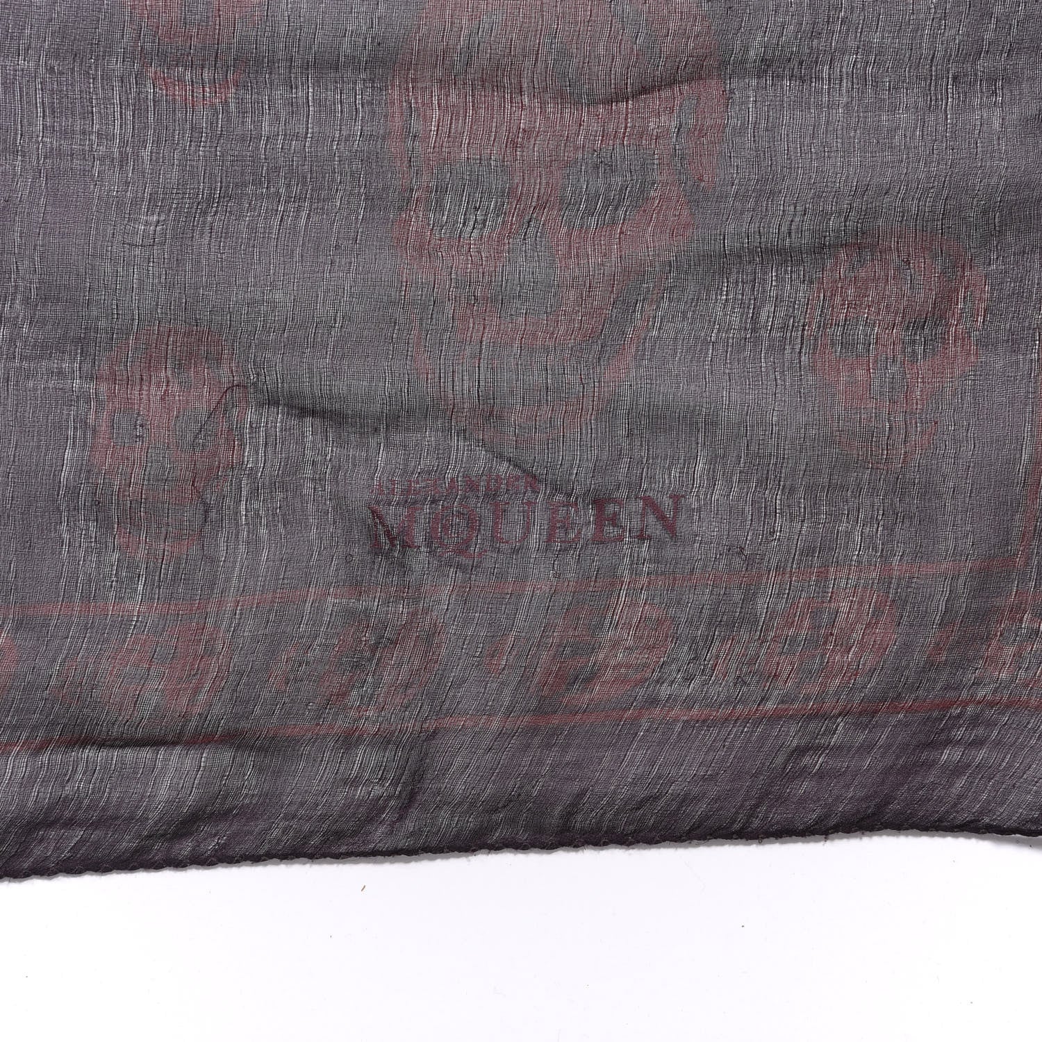 Alexander McQueen Silk Chiffon Skull Scarf Bordeaux Grey 2 of 3