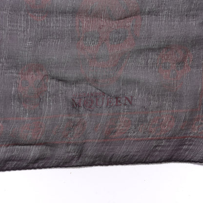 Alexander McQueen Silk Chiffon Skull Scarf Bordeaux Grey 2 of 3