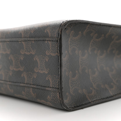 Celine Triomphe Canvas Calfskin Small Vertical Cabas Tan 9 of 11