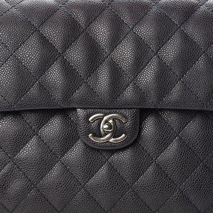 Chanel Caviar Quilted CC Accordion Shopping Bag Navy 8 of 15