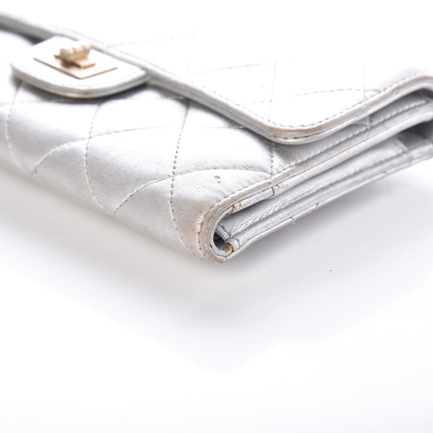 Metallic Lambskin Quilted Reissue Wallet Silver