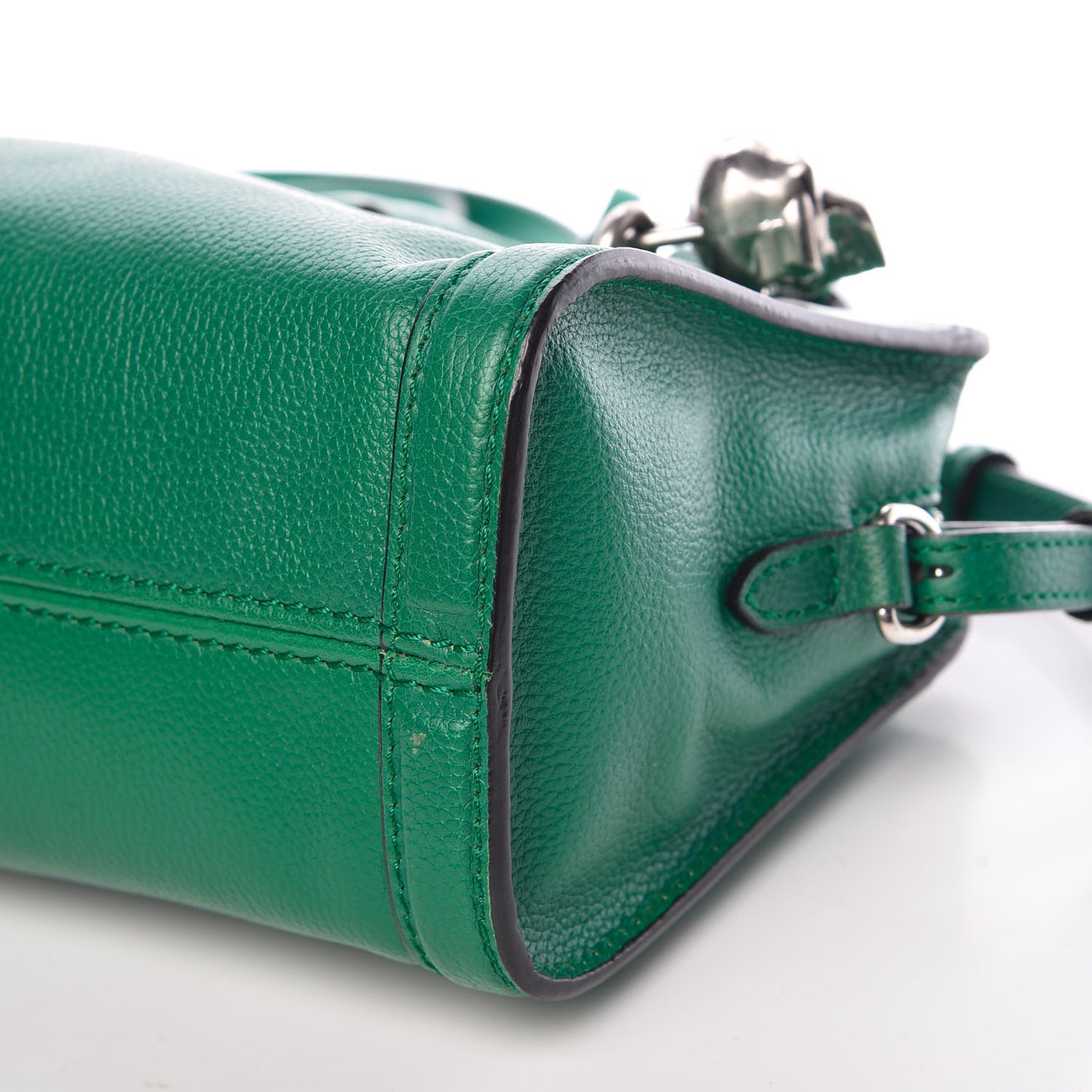 Pebbled Calfskin Mini Padlock Tote Green