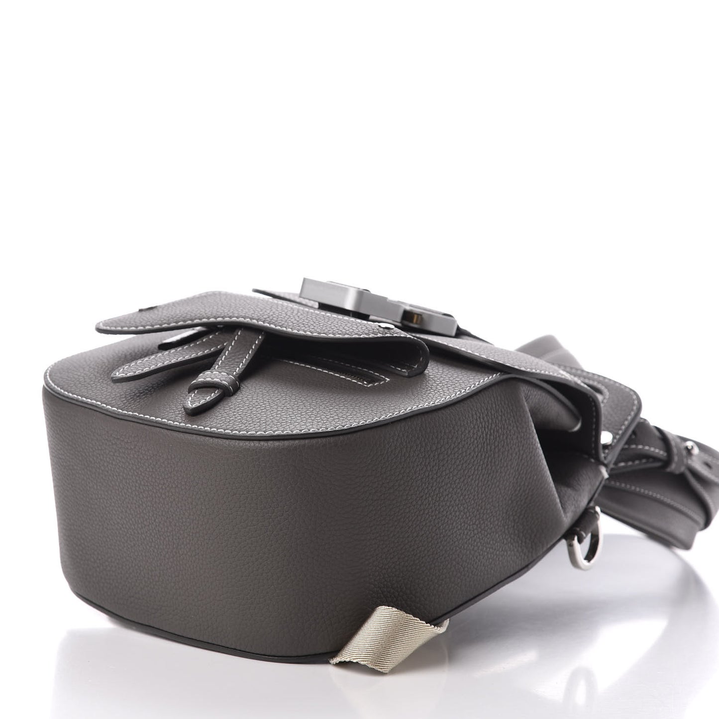Grained Calfskin Mini Saddle Backpack Grey