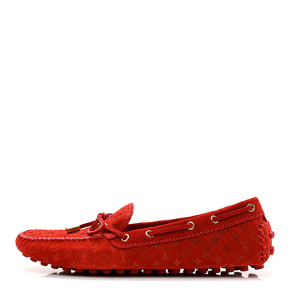 Louis Vuitton Suede Monogram Gloria Loafers 39 Rouge 1 of 8