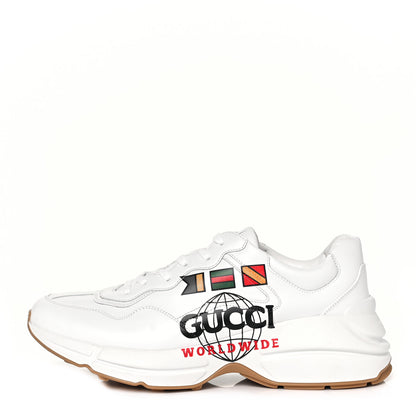Gucci Calfskin Worldwide Mens Rhyton Sneakers 8.5 Great White 1 of 9