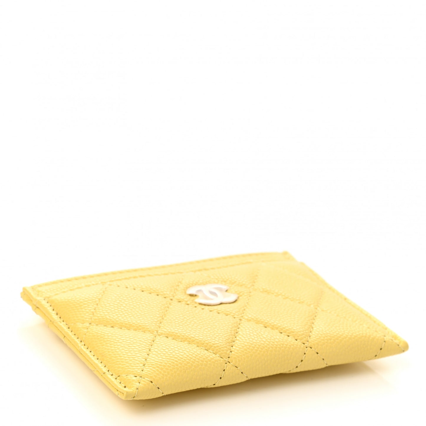 Caviar Quilted Card Holder Yellow