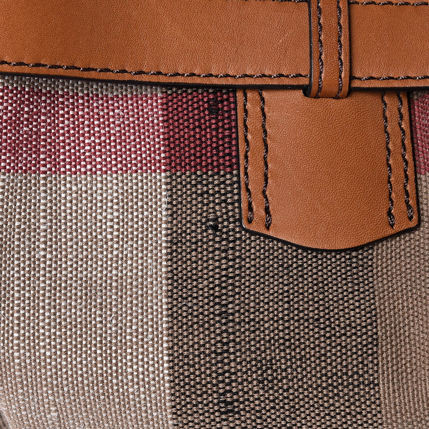 Canvas Mega Check Medium Traveler Tote Saddle Brown
