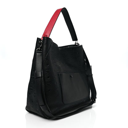 MCM Calfskin Ottomar Monogram Large Klara Hobo Black Red 3 of 7