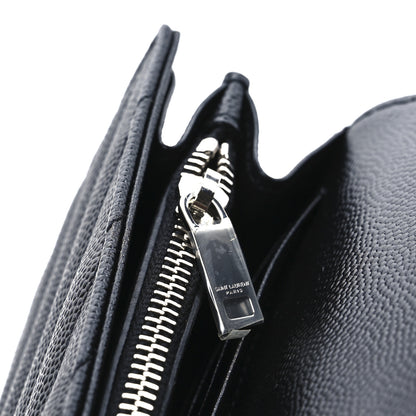 Saint Laurent Grain De Poudre Matelasse Chevron Monogram Chain Wallet Black 11 of 12